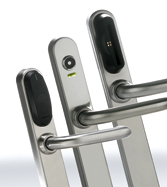 SALTO electronic door locks, built into the handles, read proximity cards and tags such as Mifare and iButton