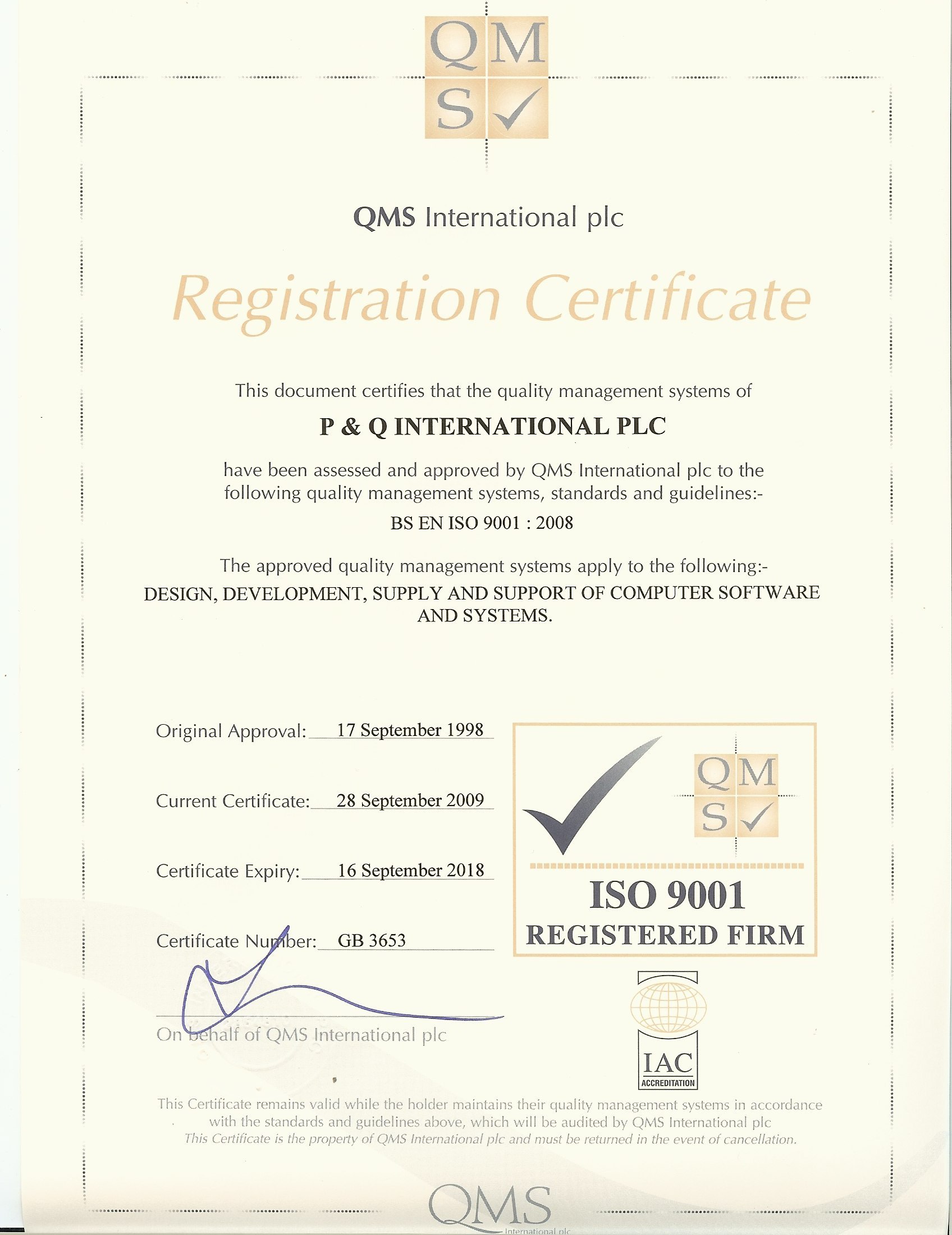 ISO9001:2008 Certificate